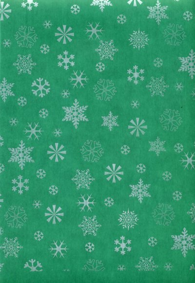 Printed Vellum A4 - Snowflakes (Silver on Green)